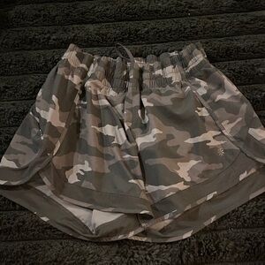 Athleta Camo Bike Shorts - Gray and White